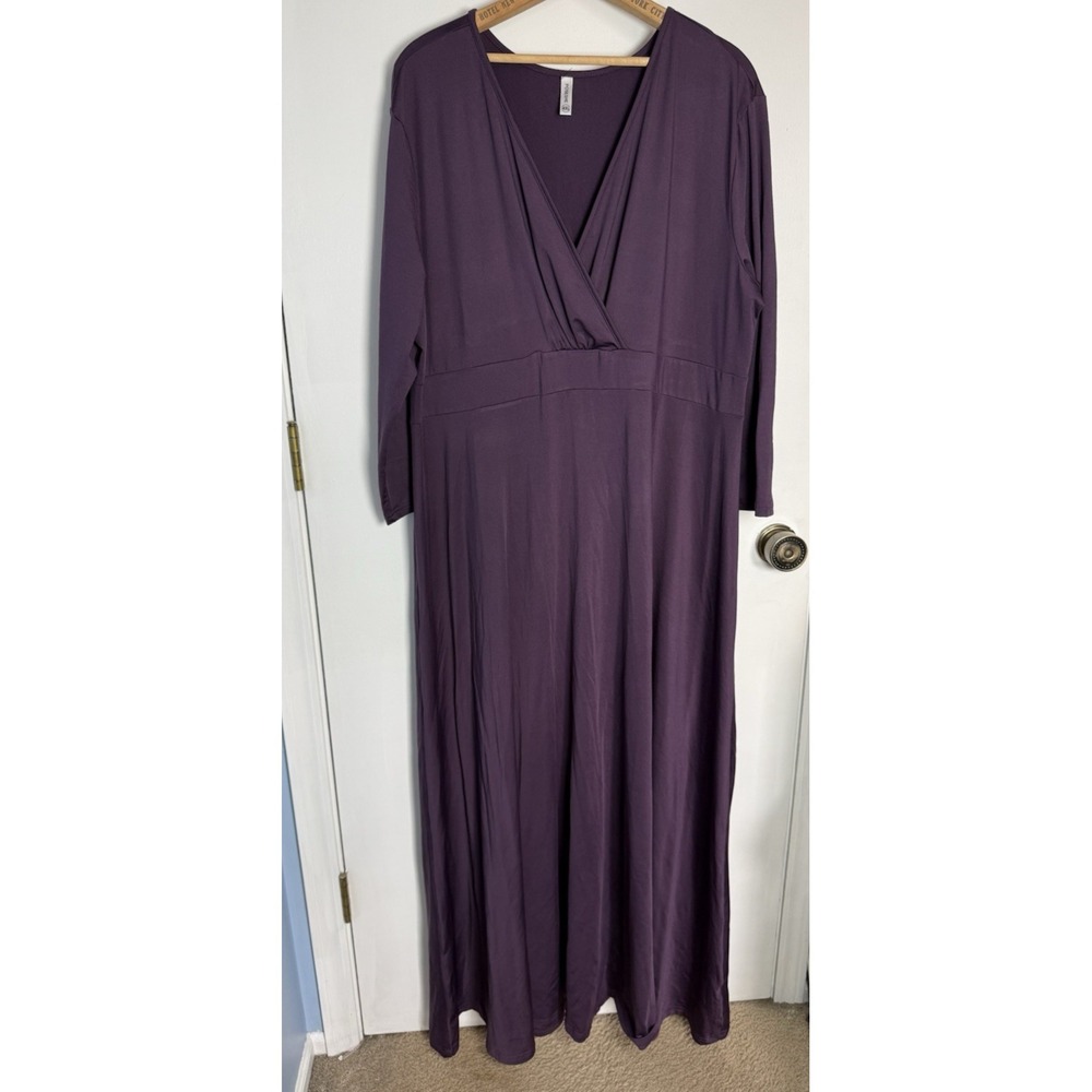 Women's Plus Size Dress eggplant purple 4XL  full length v neck